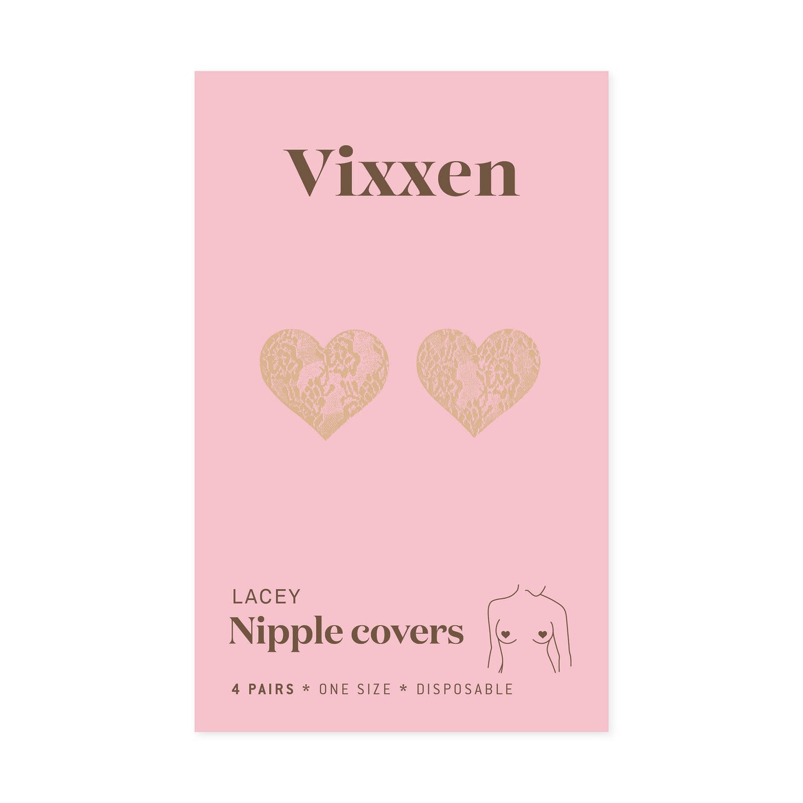 Vixxen Lacey Disposable Nipple Covers, 4 Pairs